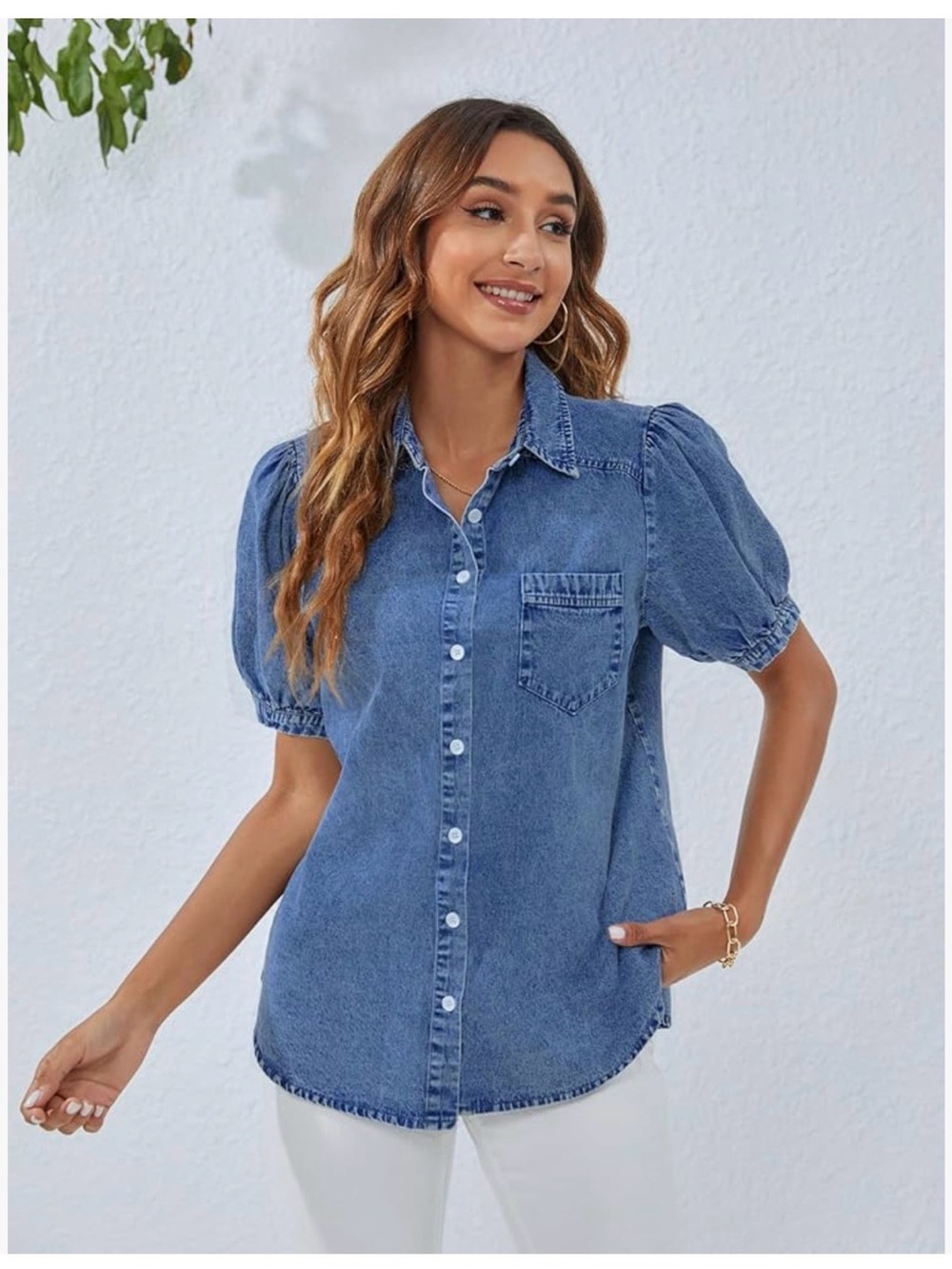 NWT -BMJL Denim Button-Front Shirt - Medium Blue